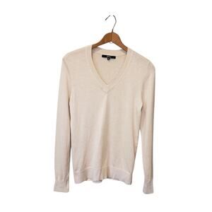 Quince Womens Cashmere Blend V Neck Thin Cream Sweater Size XS Classic Neutral
